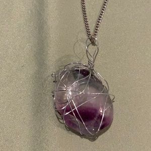 Purple Fluorite Stone Necklace